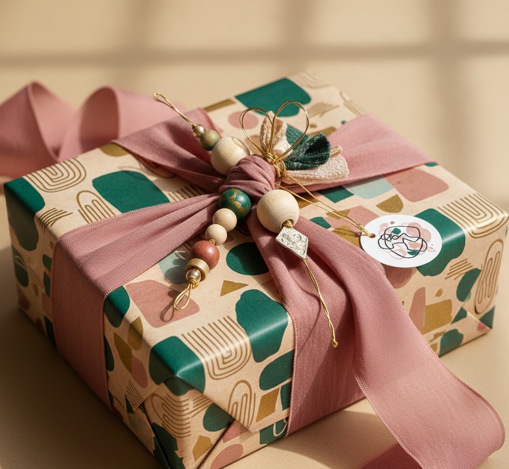 Färgglada paket med handgjorda detaljer