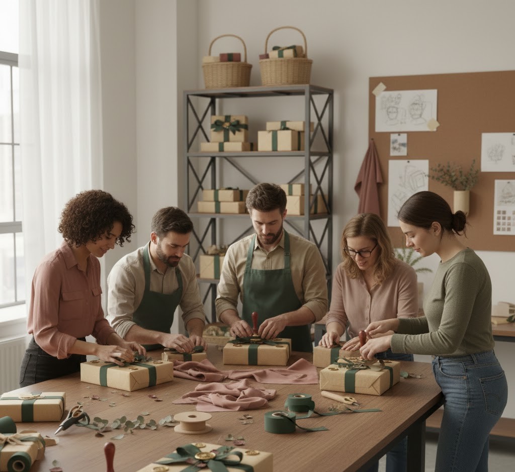 Vårt team arbetar med paketinslagning